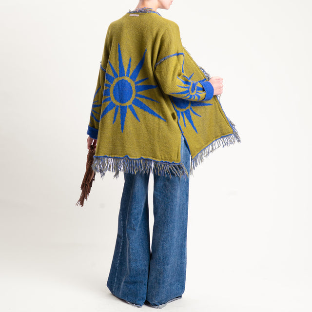 Zeroassoluto-Cardigan mohair fantasia sun DOUBLE FACE - indaco/olio (B)