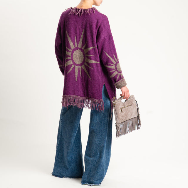 Zeroassoluto-Cardigan mohair fantasia sun DOUBLE FACE - malva/taupe (B)