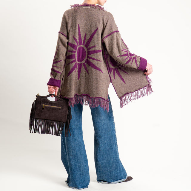 Zeroassoluto-Cardigan mohair fantasia sun DOUBLE FACE - malva/taupe (B)