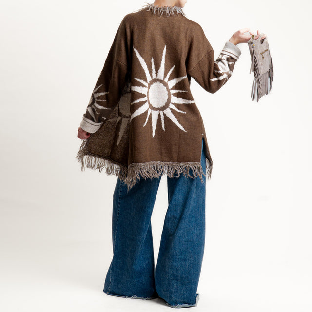 Zeroassoluto-Cardigan mohair fantasia sun DOUBLE FACE - moro/latte (B)
