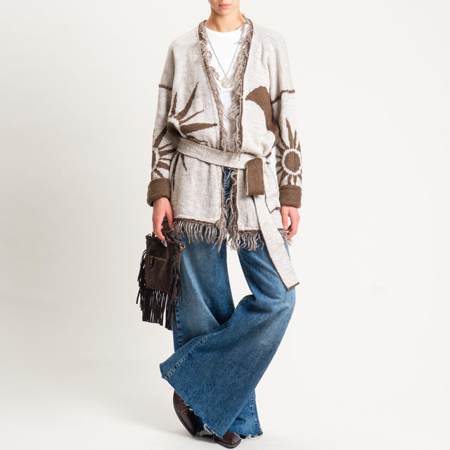 Zeroassoluto-Cardigan mohair fantasia sun DOUBLE FACE - moro/latte (B)