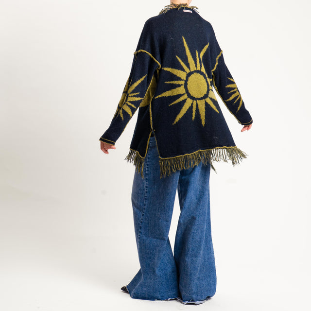 Zeroassoluto-Cardigan mohair fantasia sun DOUBLE FACE - olio/nero (B)