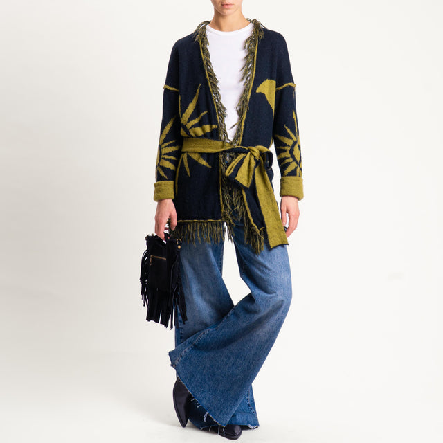 Zeroassoluto-Cardigan mohair fantasia sun DOUBLE FACE - olio/nero (B)