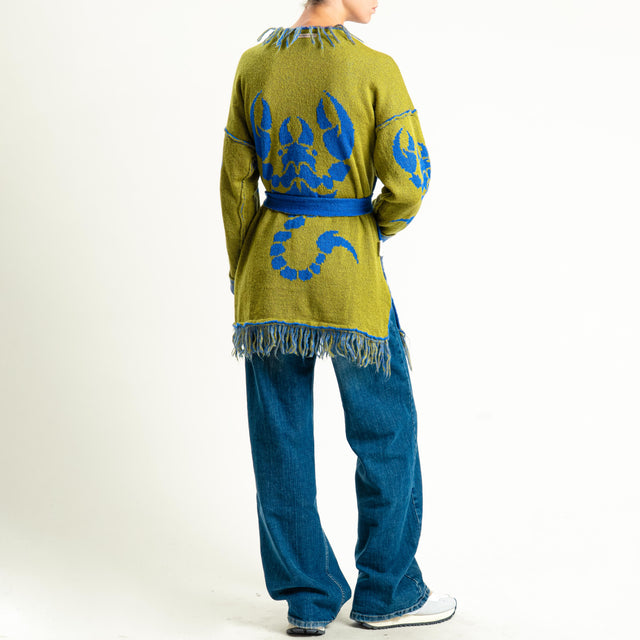 Zeroassoluto-Cardigan mohair fantasia scorpion DOUBLE FACE - indaco/olio