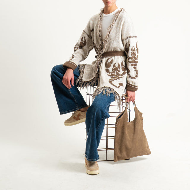 Zeroassoluto-Cardigan mohair fantasia scorpion DOUBLE FACE - moro/latte