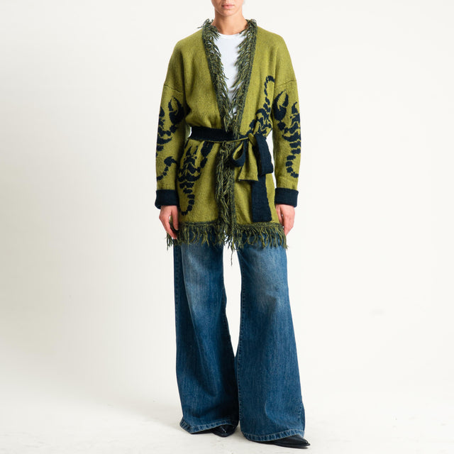 Zeroassoluto-Cardigan mohair fantasia scorpion DOUBLE FACE - olio/nero