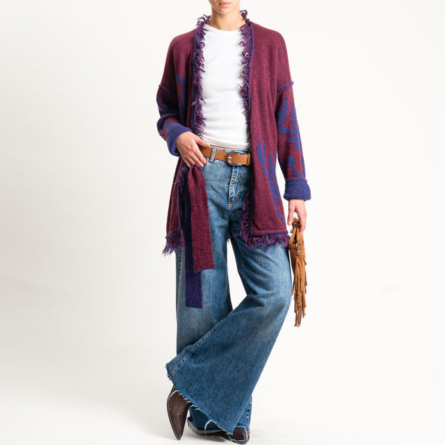 Zeroassoluto-Cardigan mohair fantasia scorpion DOUBLE FACE - blu/vino (B)
