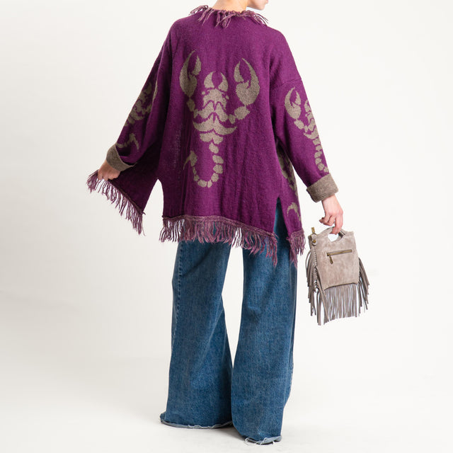 Zeroassoluto-Cardigan mohair fantasia scorpion DOUBLE FACE - malva/taupe