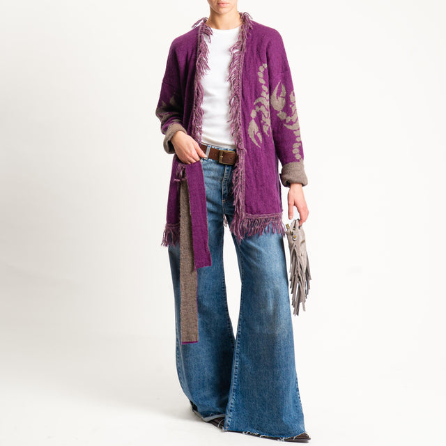 Zeroassoluto-Cardigan mohair fantasia scorpion DOUBLE FACE - malva/taupe (B)