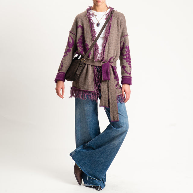 Zeroassoluto-Cardigan mohair fantasia scorpion DOUBLE FACE - malva/taupe (B)