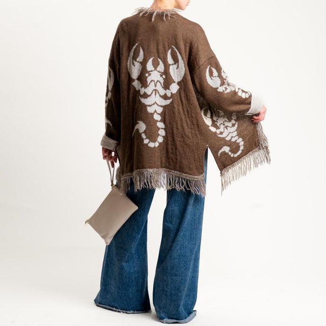 Zeroassoluto-Cardigan mohair fantasia scorpion DOUBLE FACE - moro/latte