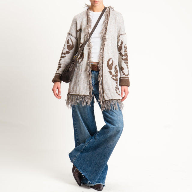 Zeroassoluto-Cardigan mohair fantasia scorpion DOUBLE FACE - moro/latte (B)