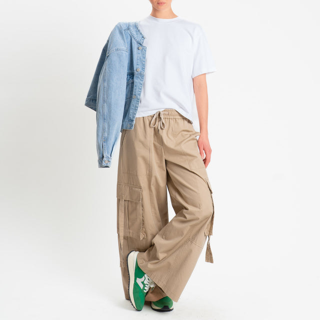 Zeroassoluto-T-shirt doppio filo superior fabric con spacchi laterali - latte