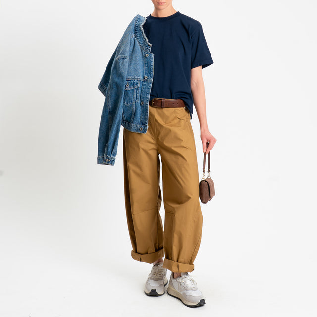 Zeroassoluto-T-shirt doppio filo superior fabric con spacchi laterali - blu