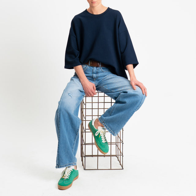 Zeroassoluto-T-shirt doppio filo stone wash high quality - blu