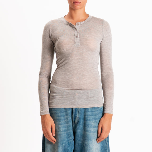 Zeroassoluto-T-shirt serafino misto cashmere - beige melange