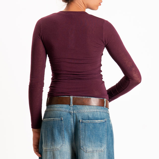 Zeroassoluto-T-shirt serafino misto cashmere - Bordeaux
