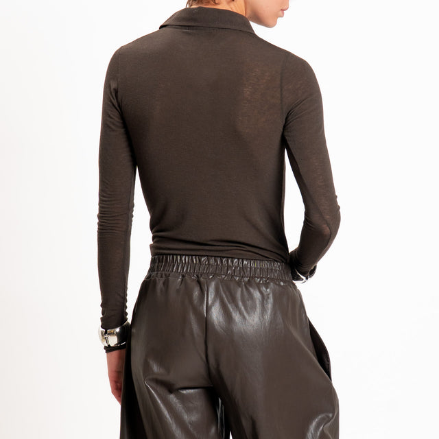 Zeroassoluto-T-shirt a polo misto Cashmere - moro