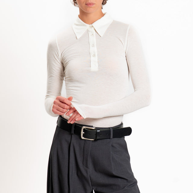 Zeroassoluto-T-shirt a polo misto Cashmere - panna