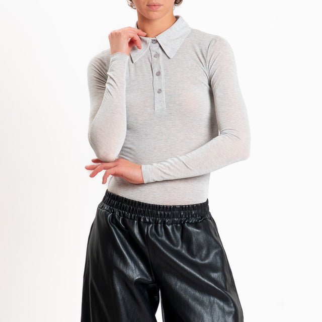 Zeroassoluto-T-shirt a polo misto Cashmere - perla melange
