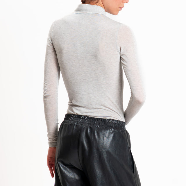 Zeroassoluto-T-shirt a polo misto Cashmere - perla melange