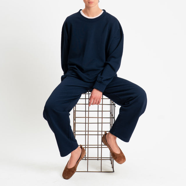 Zeroassoluto-Pantalone in felpa barrel fit stone wash high quality - blu