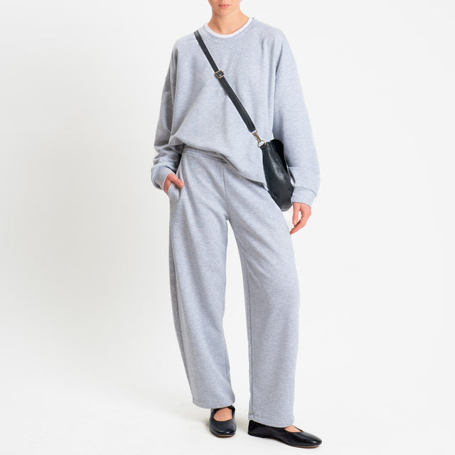 Zeroassoluto-Pantalone in felpa barrel fit stone wash high quality - grey