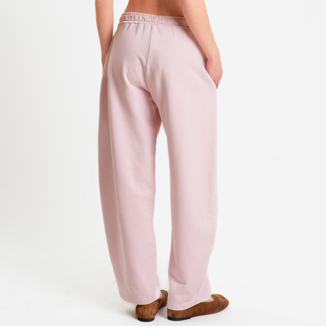 Zeroassoluto-Pantalone in felpa barrel fit stone wash - light pink