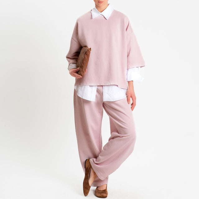 Zeroassoluto-Pantalone in felpa barrel fit stone wash - light pink