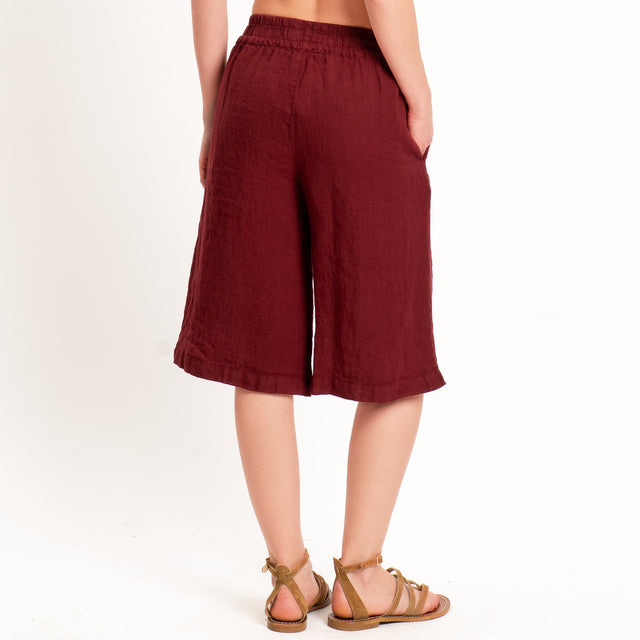 Zeroassoluto-Bermuda elastico in vita 100% lino premium washed - india