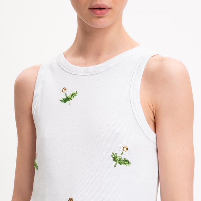 Top Zeroassoluto con flores de lentejuelas - blanco