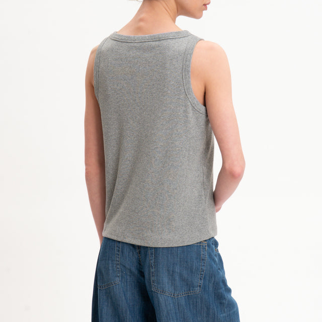 Zeroassoluto-Top con paillettes fiori - grigio