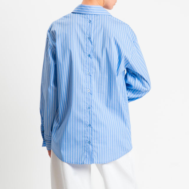 Zeroassoluto-Camicia over a righe bottoni dietro - celeste/bianco