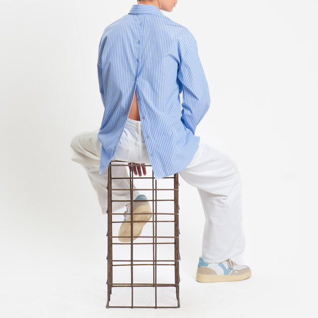 Zeroassoluto-Camicia over a righe bottoni dietro - celeste/bianco