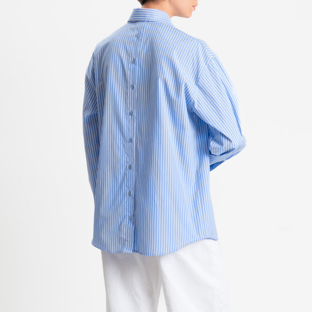 Zeroassoluto-Camicia over a righe bottoni dietro - celeste/bianco
