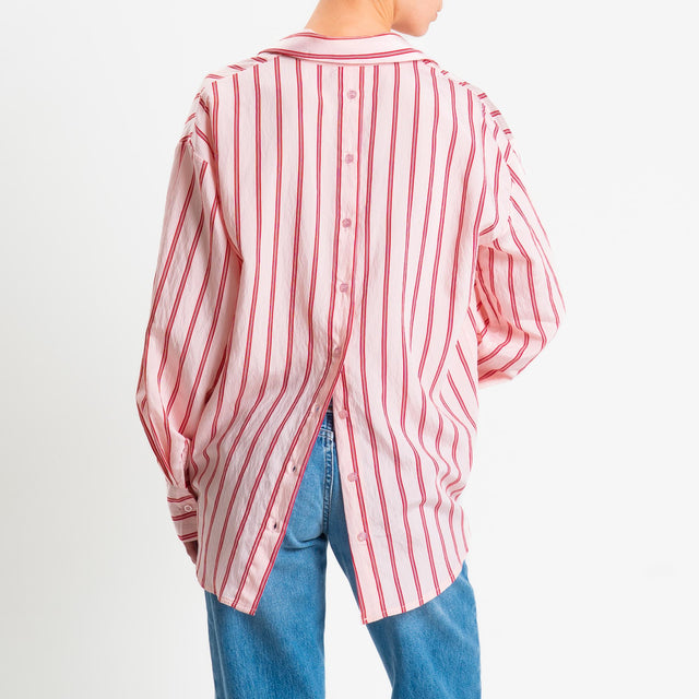 Zeroassoluto-Camicia over a righe bottoni dietro - rosa/india