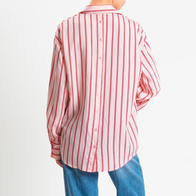 Zeroassoluto-Camicia over a righe bottoni dietro - rosa/india