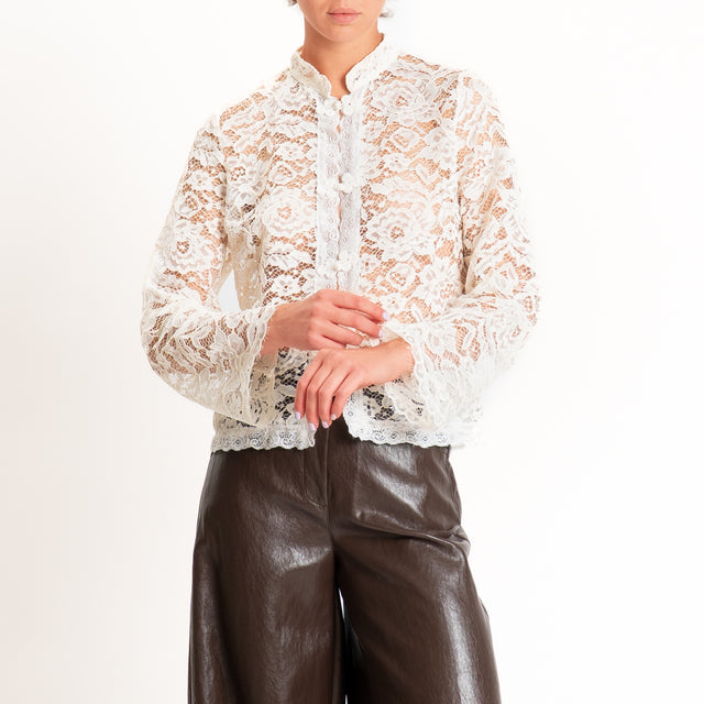 Zeroassoluto-Giacca camicia in pizzo - burro