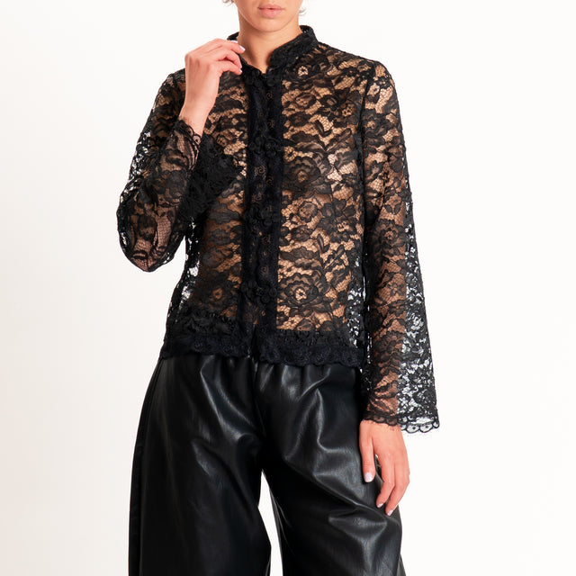 Zeroassoluto-Giacca camicia in pizzo - nero
