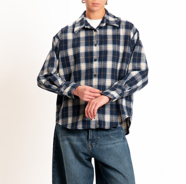 Zeroassoluto-Camicia check in flanella - blu/burro/azzurrro