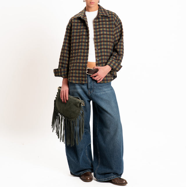 Zeroassoluto-Camicia fantasia quadri - olio/moro/blu