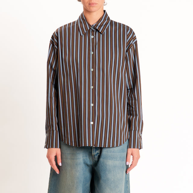 Zeroassoluto-Camicia righe - choco/azzurro