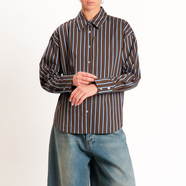 Zeroassoluto-Camicia righe - choco/azzurro