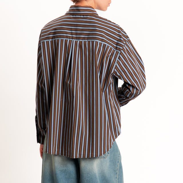 Zeroassoluto-Camicia righe - choco/azzurro