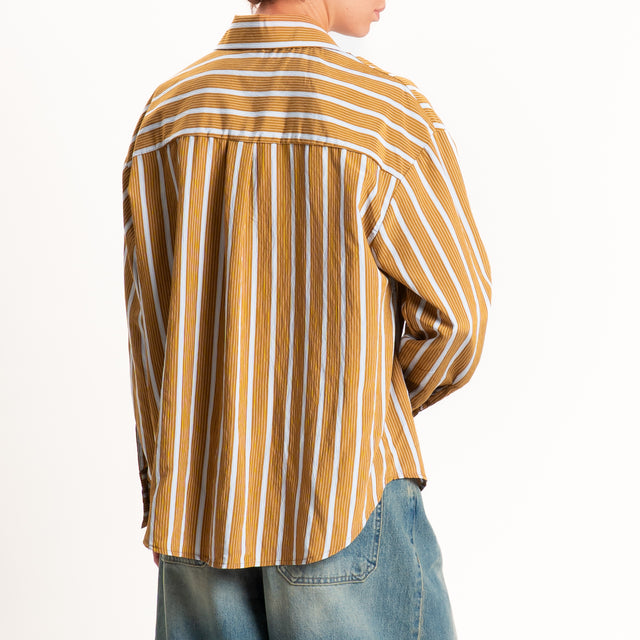 Zeroassoluto-Camicia righe - senape/azzurro