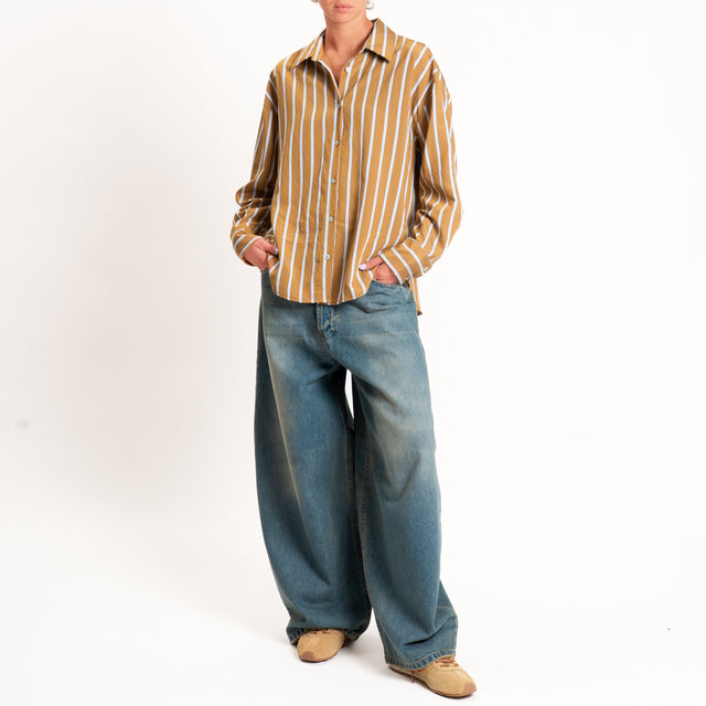 Zeroassoluto-Camicia righe - senape/azzurro