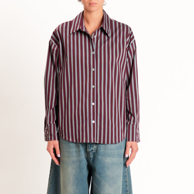 Zeroassoluto-Camicia righe - vino/azzurro