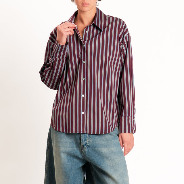Zeroassoluto-Camicia righe - vino/azzurro