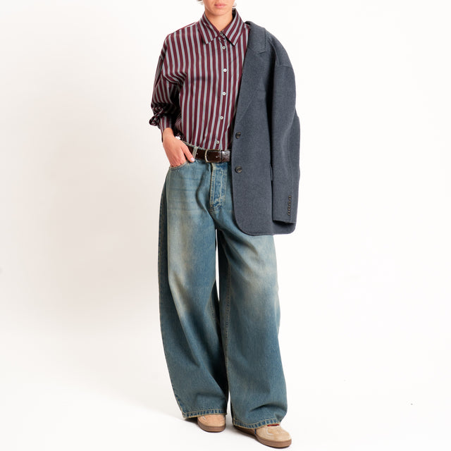 Zeroassoluto-Camicia righe - vino/azzurro
