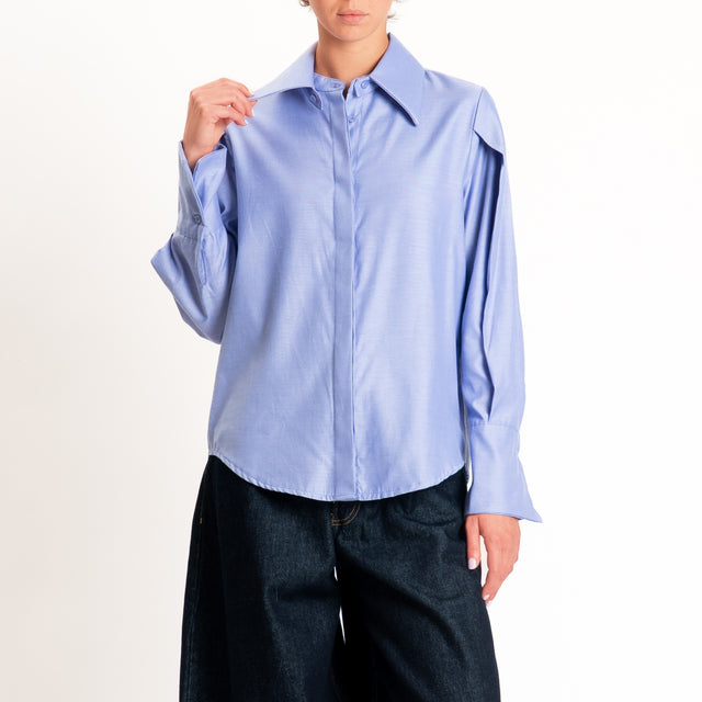 Zeroassoluto-Camicia oxford double shirt collar - celeste